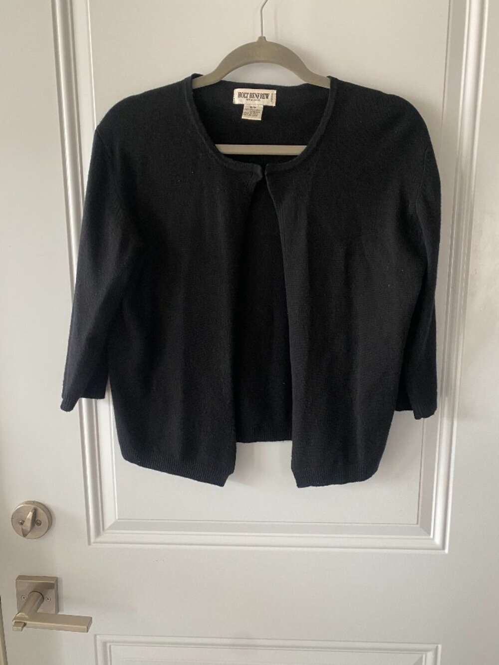 Holt Renfrew Cashmere Cardigan Sweater Black Minimalist Chic. Size Medium